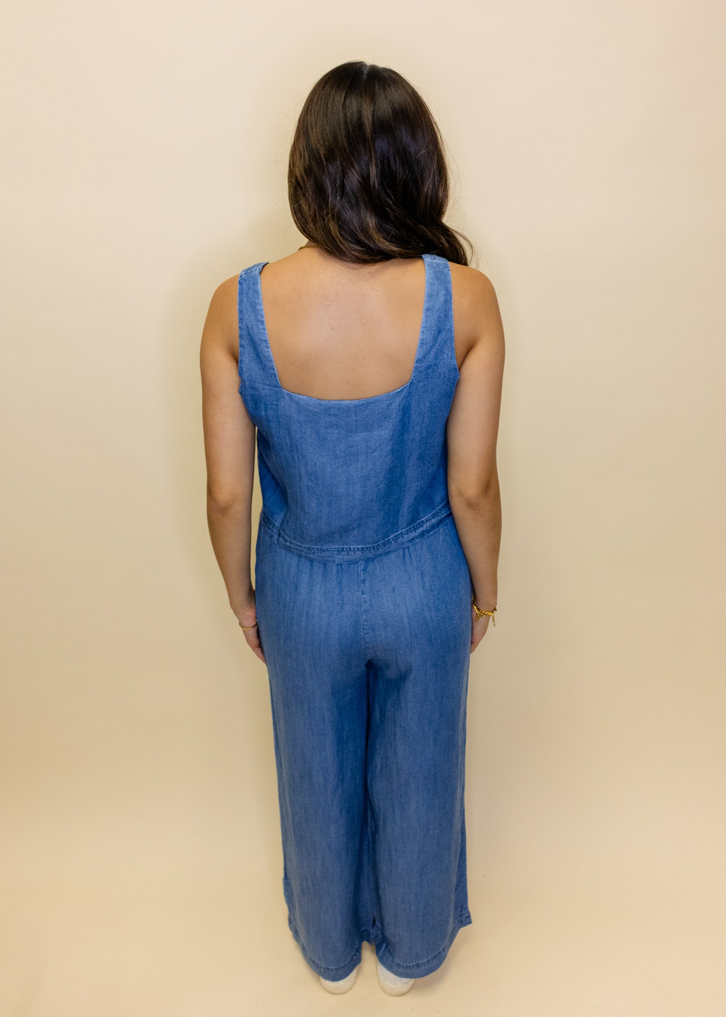 Denim Crop Top Pant Set