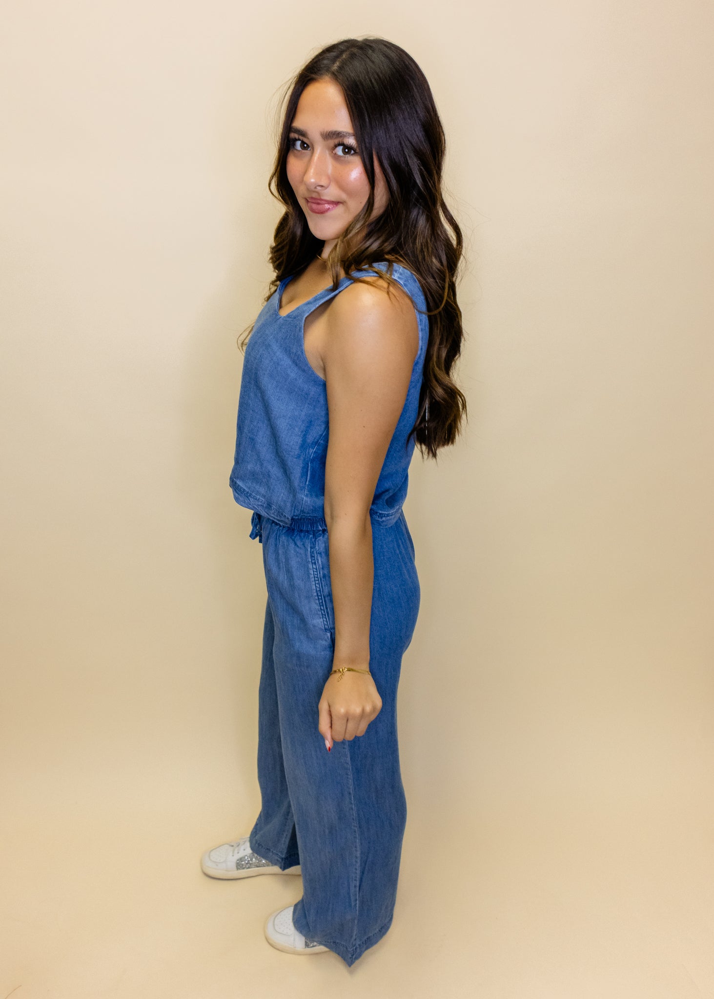 Denim Crop Top Pant Set