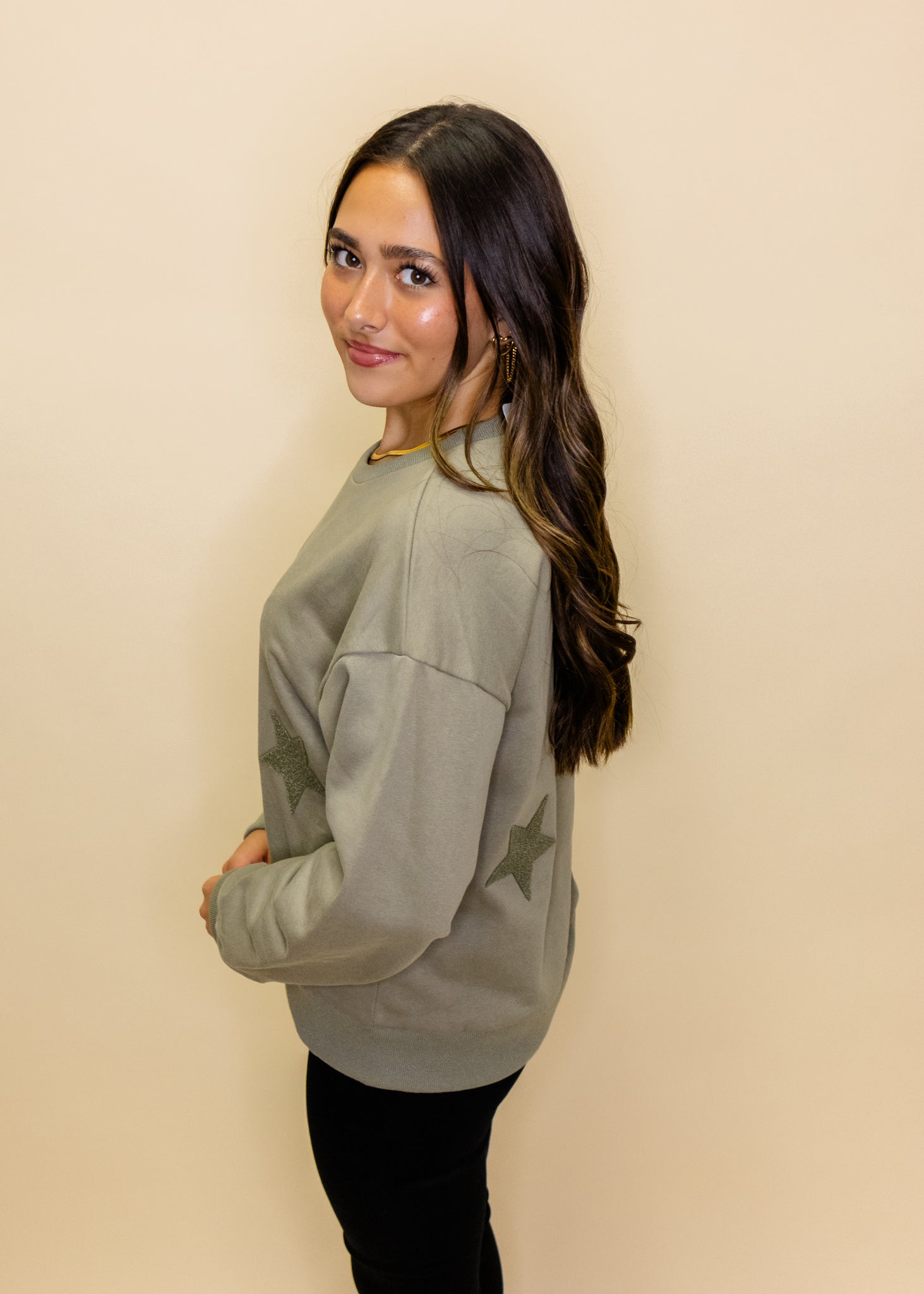 Olive Star Patch Sweatshirt
