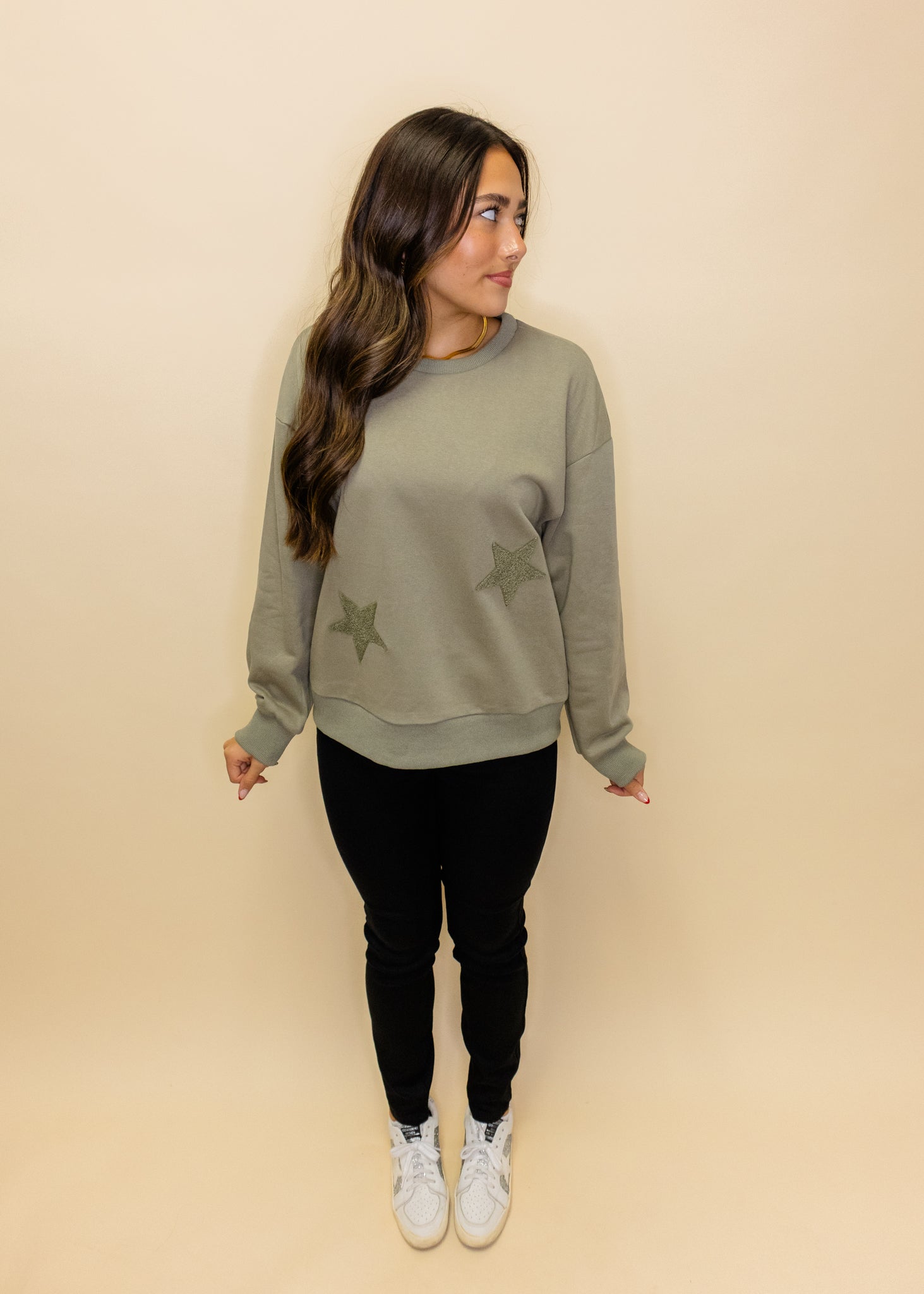 Olive Star Patch Sweatshirt