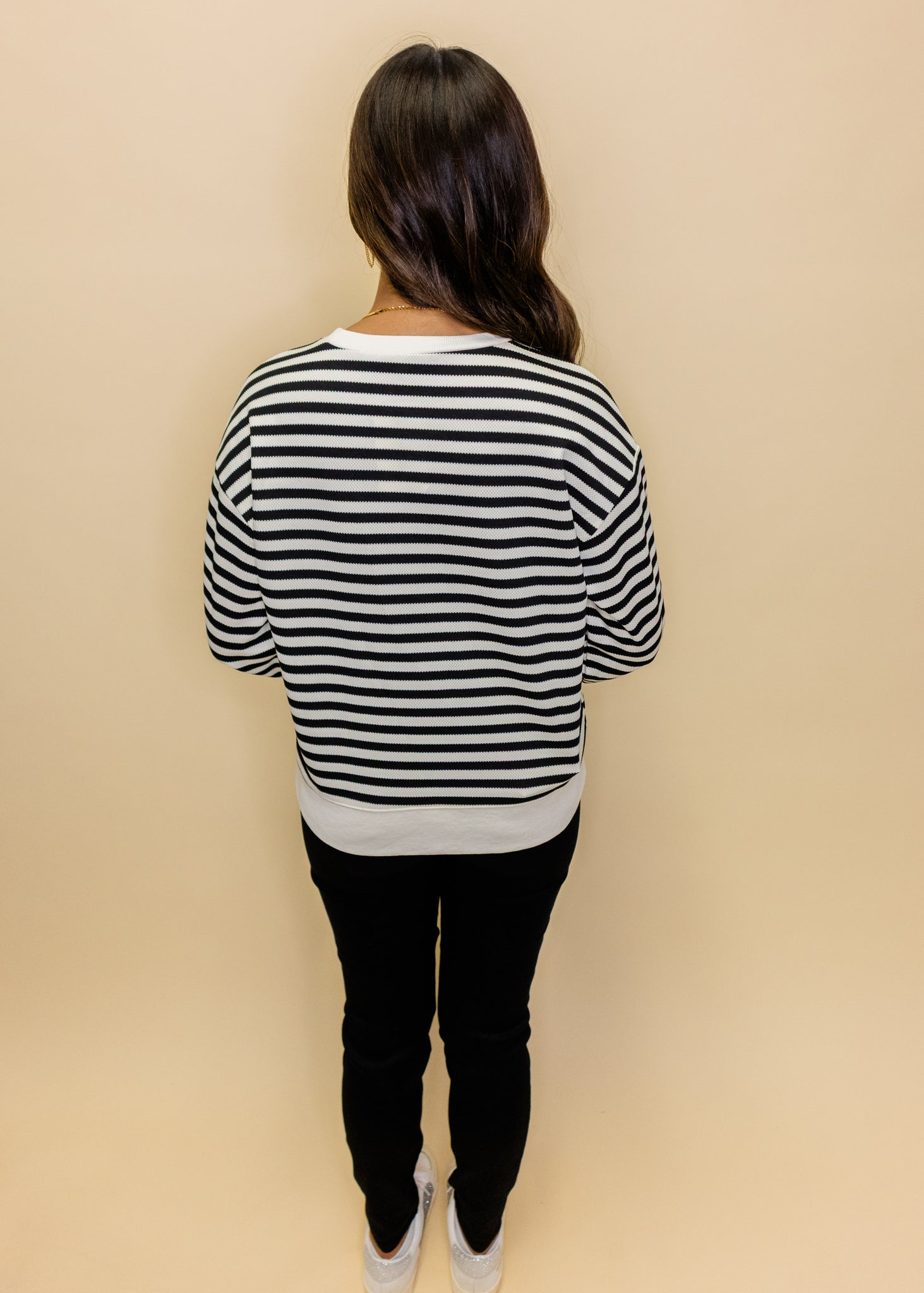 Black Stripe Bow Sweater
