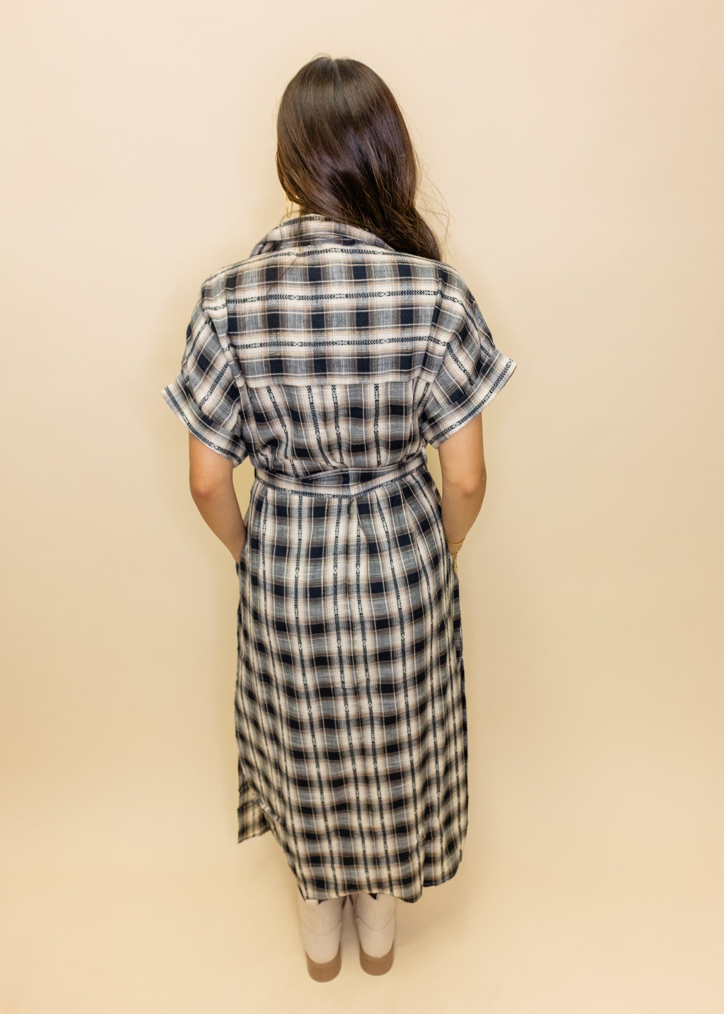 Plaid Button Up Midi Dress