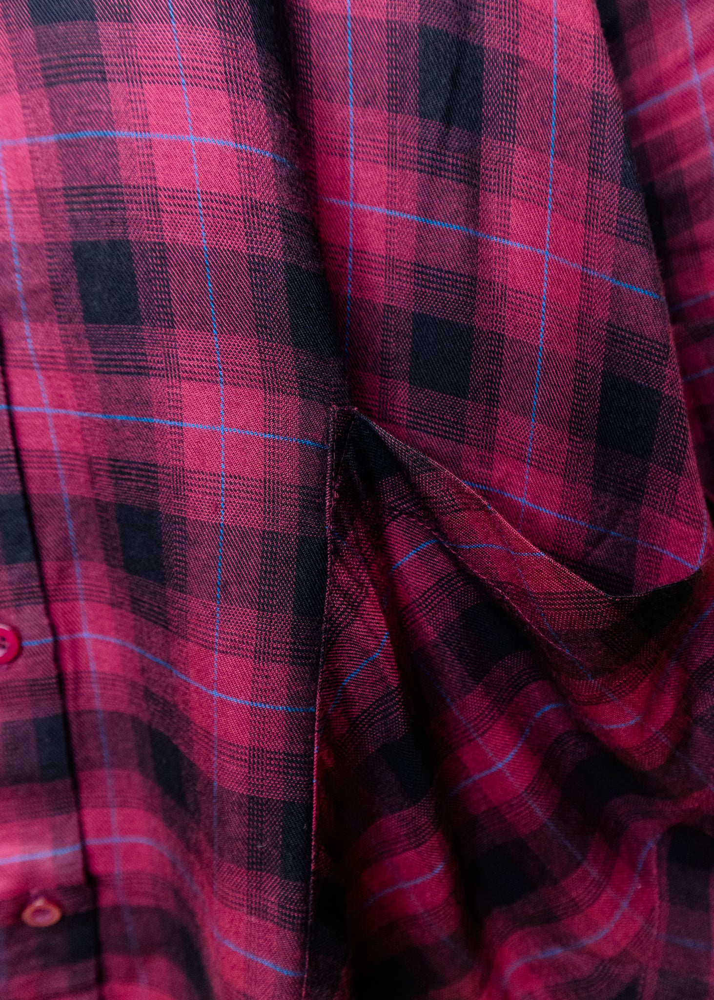 Maroon Plaid Pocket Dress