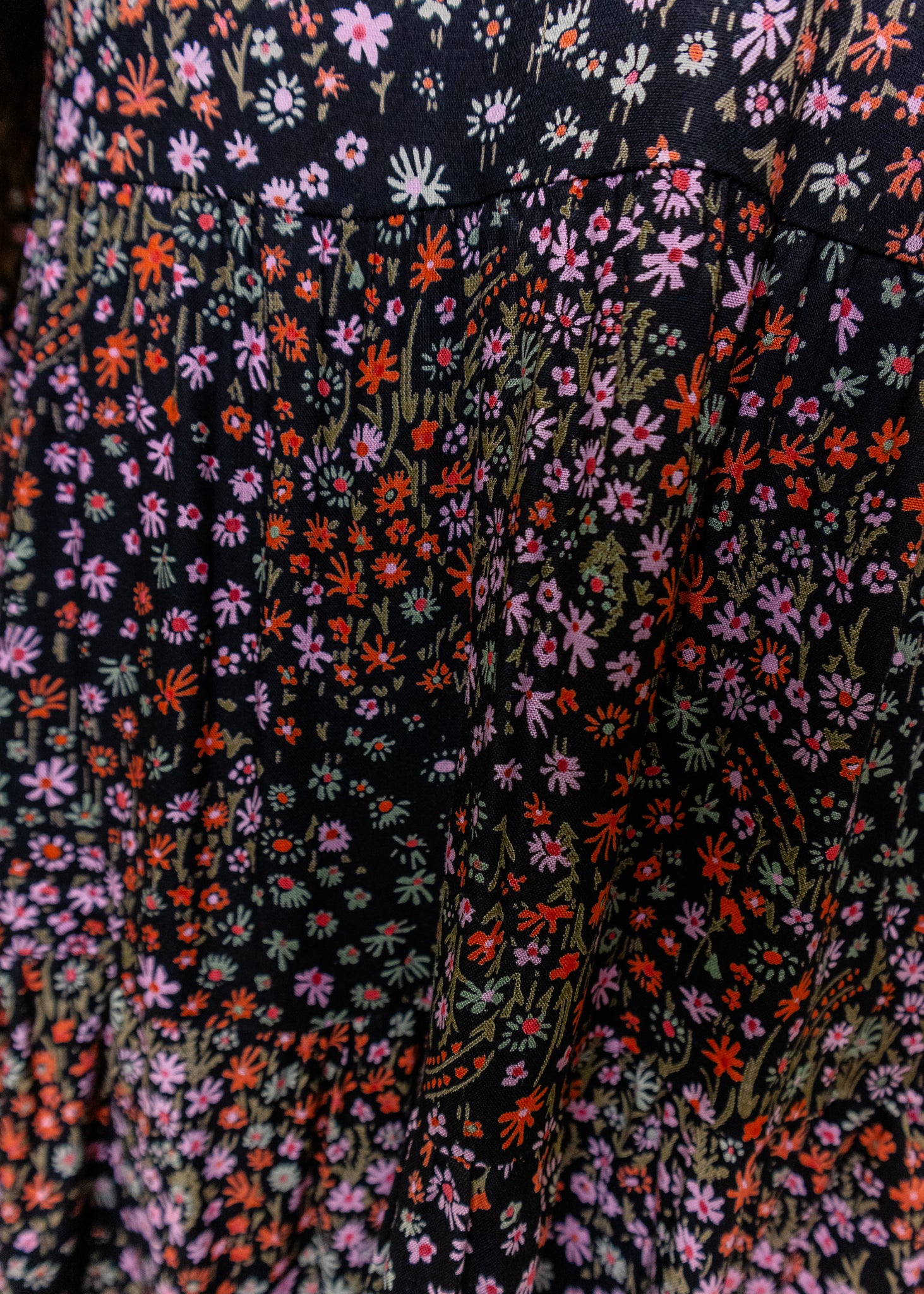 Black Floral Tiered Dress