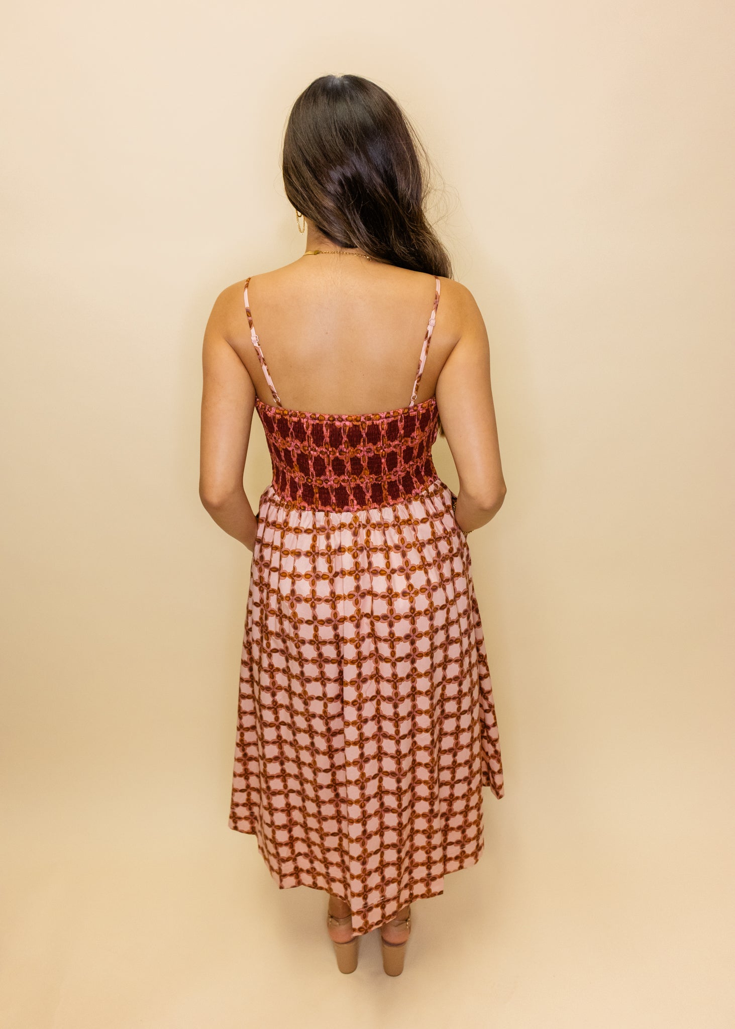 Blush Multi Print Midi Dress