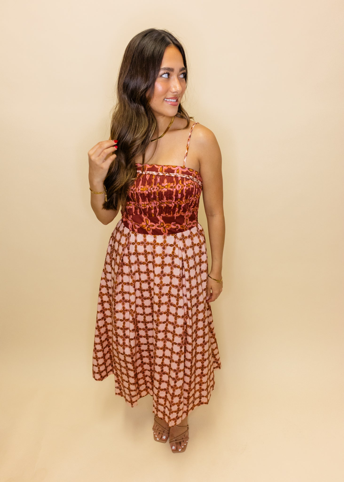 Blush Multi Print Midi Dress