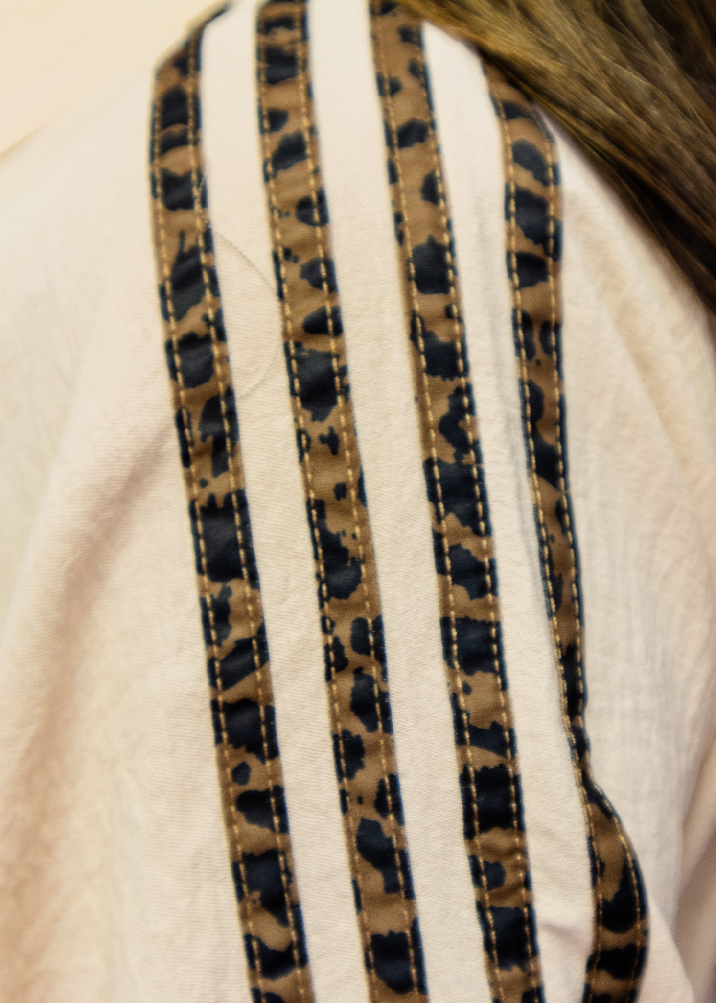 Beige Leopard Contrast Shoulder Top