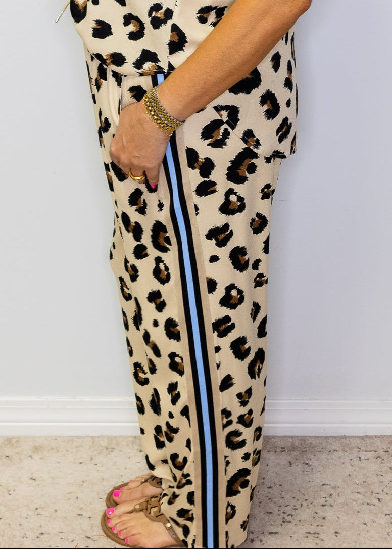 Leopard Blue Band Accent Top