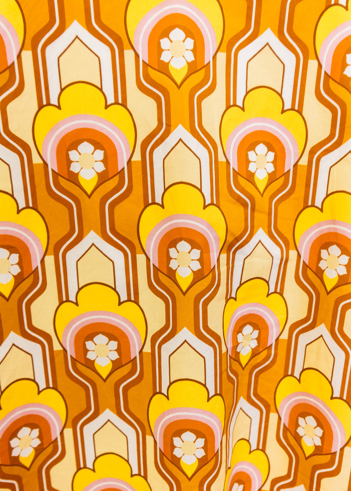 Caramel Color Contrast Accent Boho Print Dress