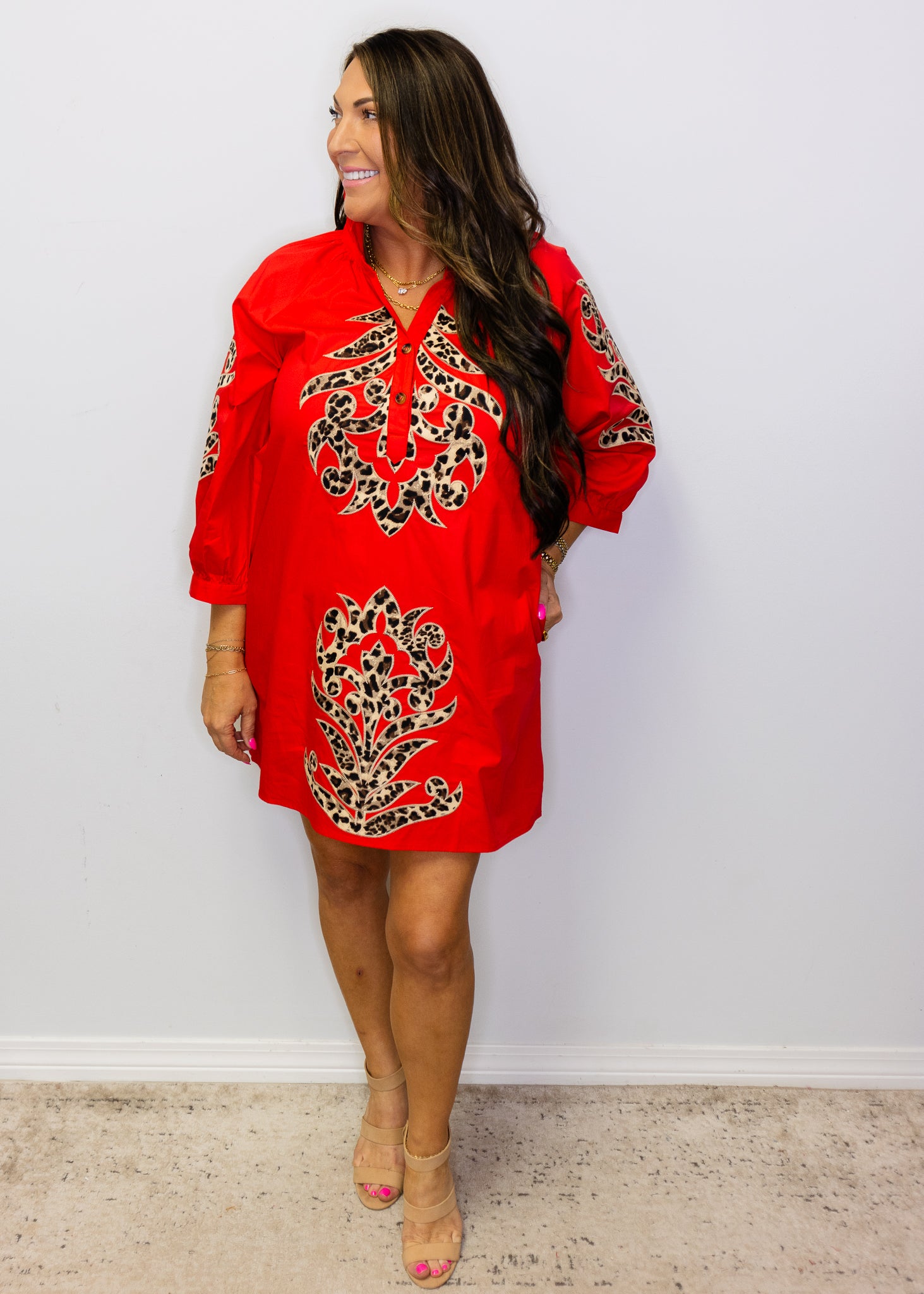 Red Leopard Baroque Dress
