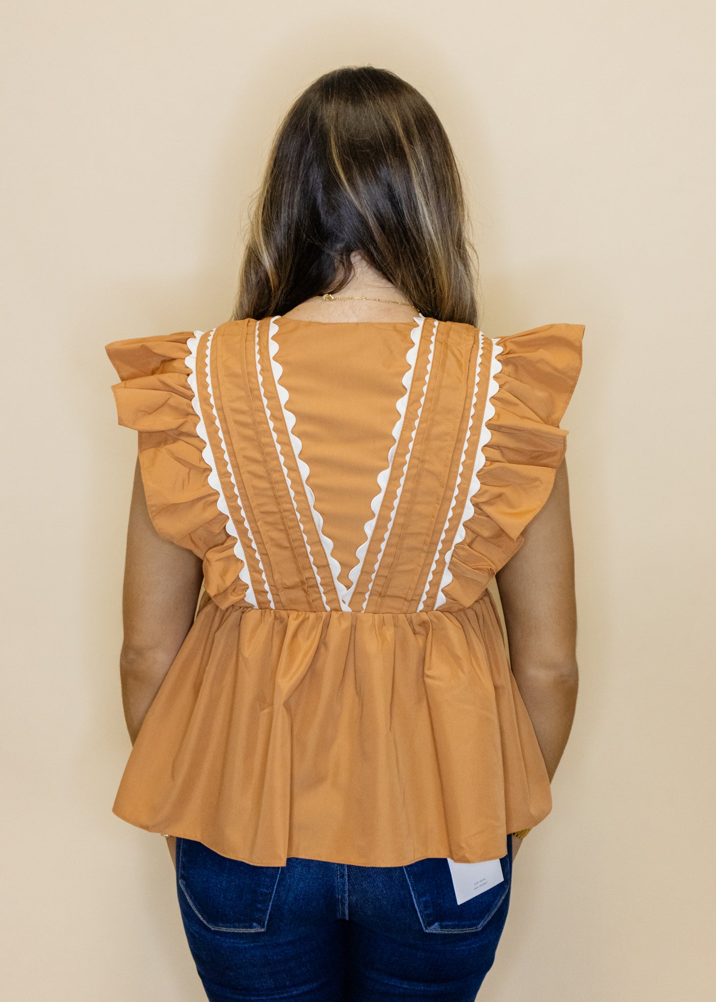 Camel Scallop Trim Top