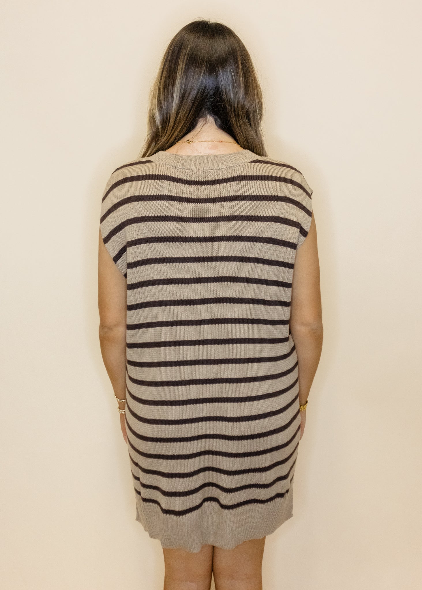 Taupe Stripe Sweater Dress