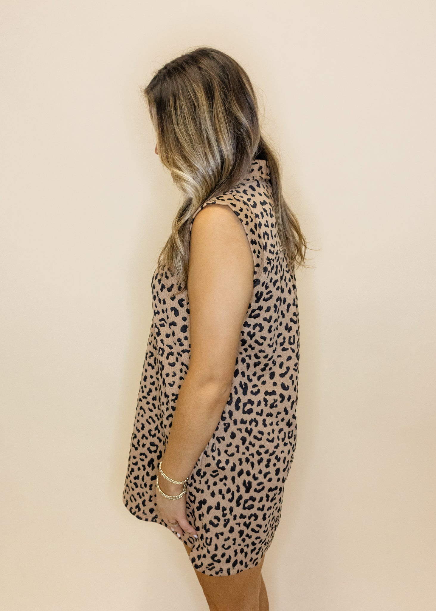 Leopard Sleeveless Collar Dress