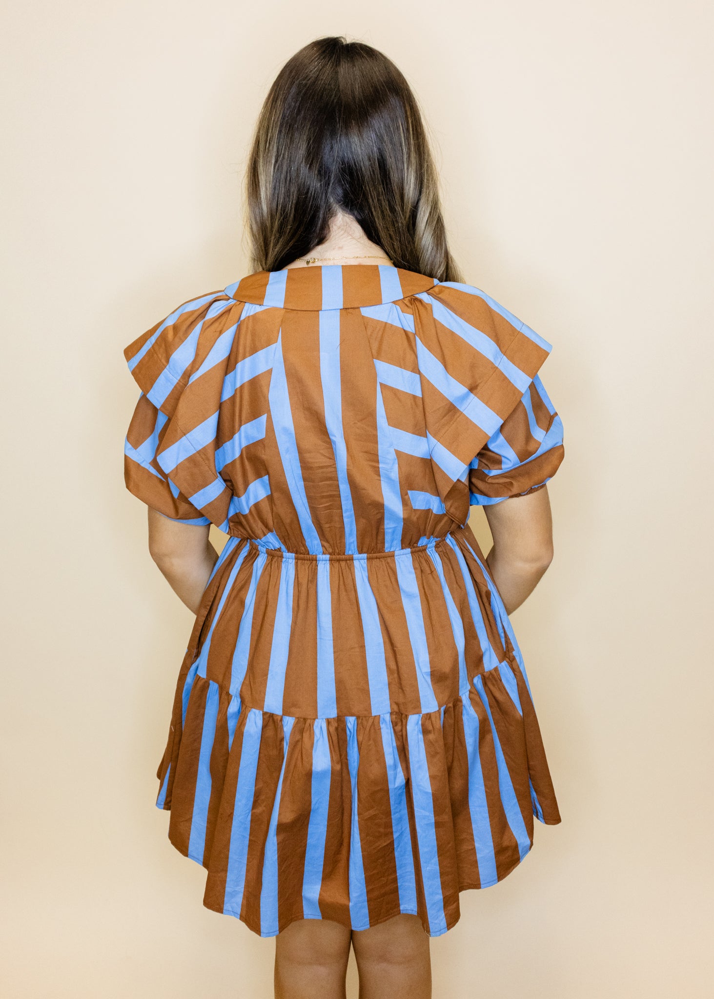 Brown & Blue Stripe Dress