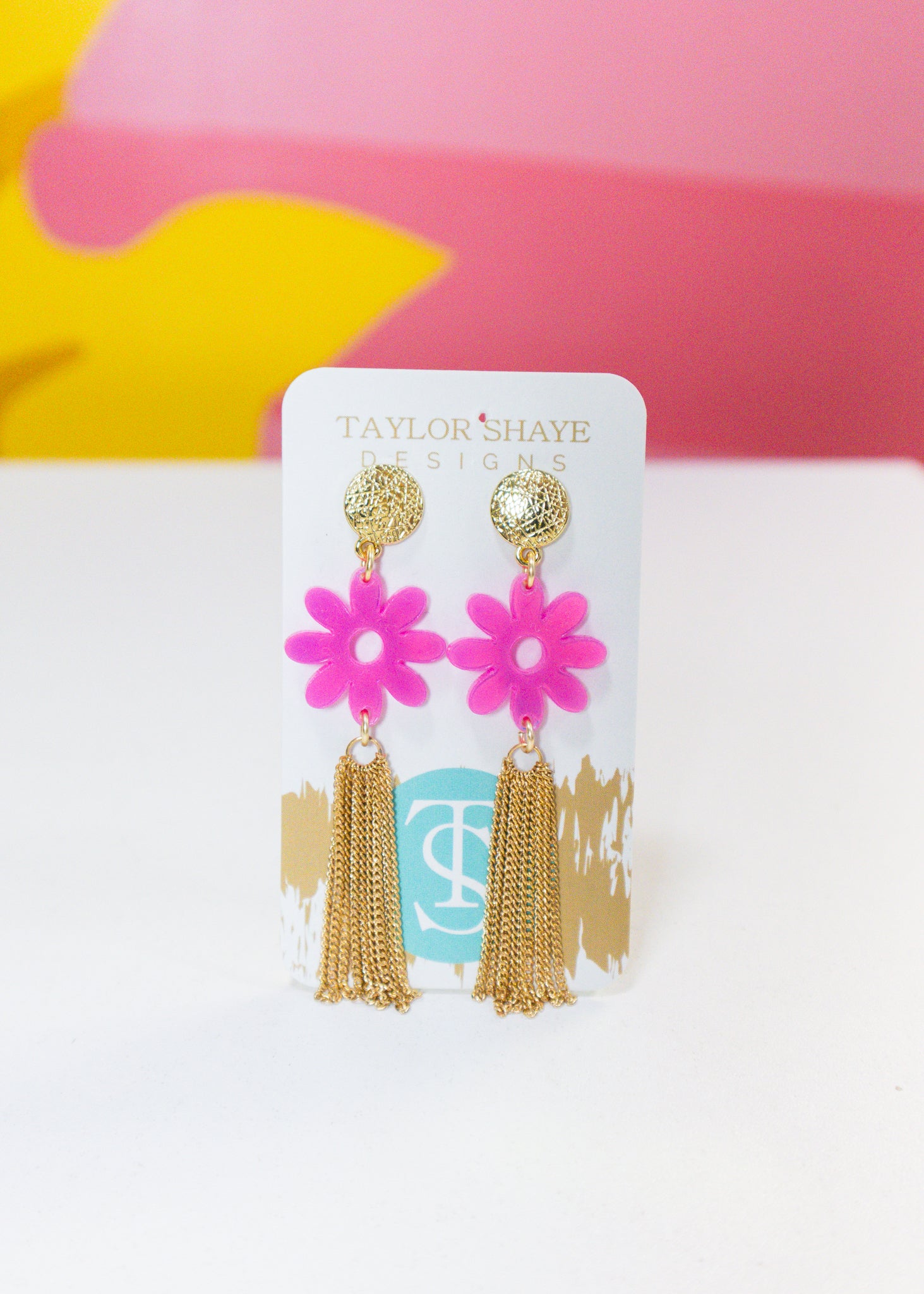 Flower Pink Sally Tassel Earrings