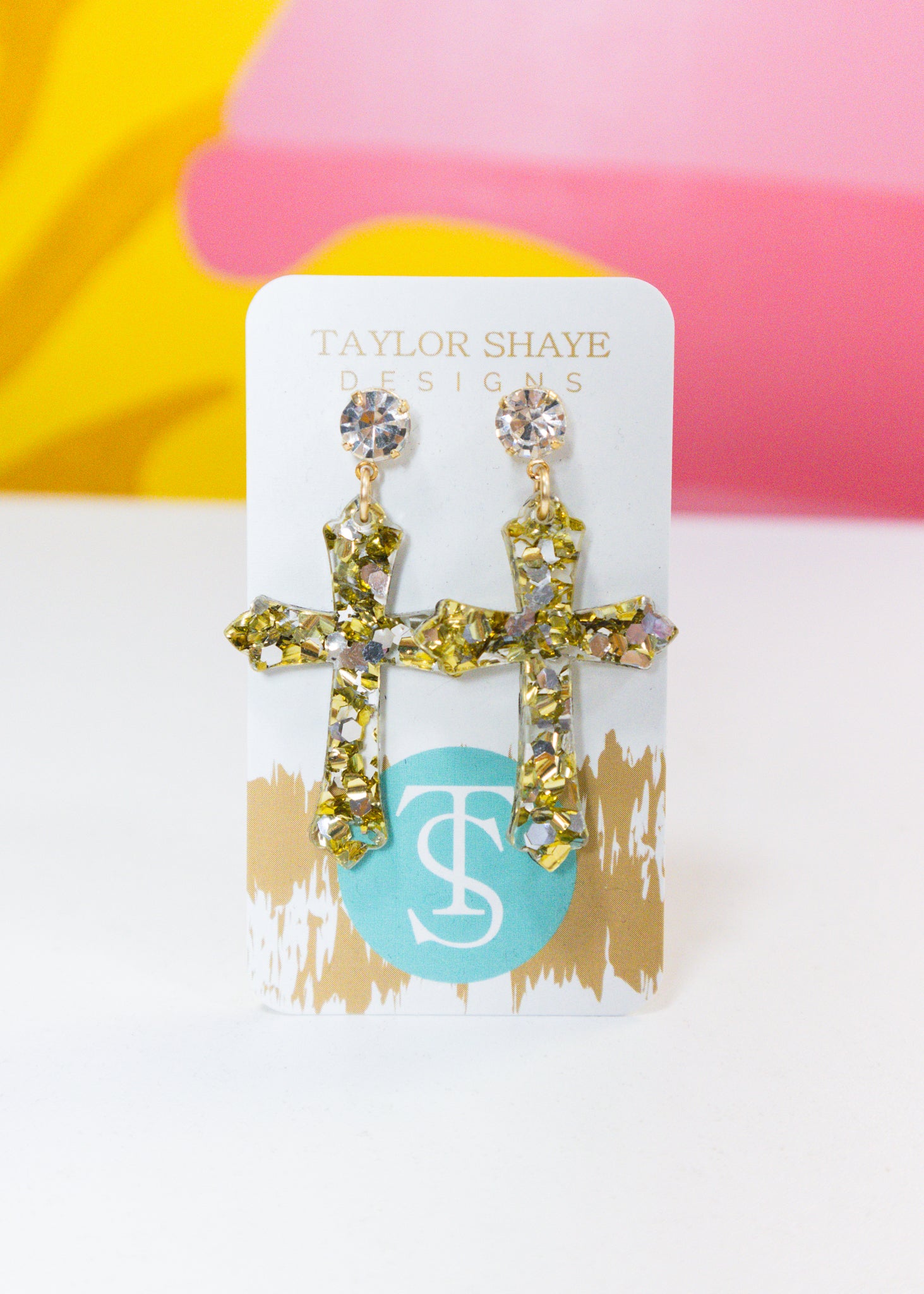 Risen Acrylic Cross Earrings