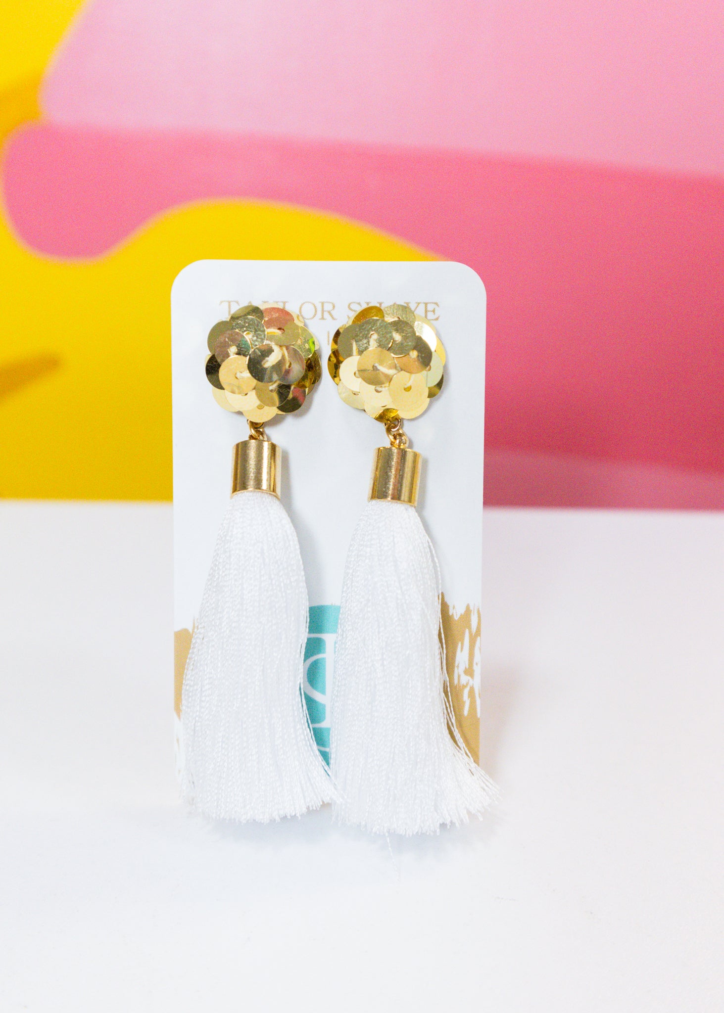 Olivia Gold Sequin Tassel Earrings