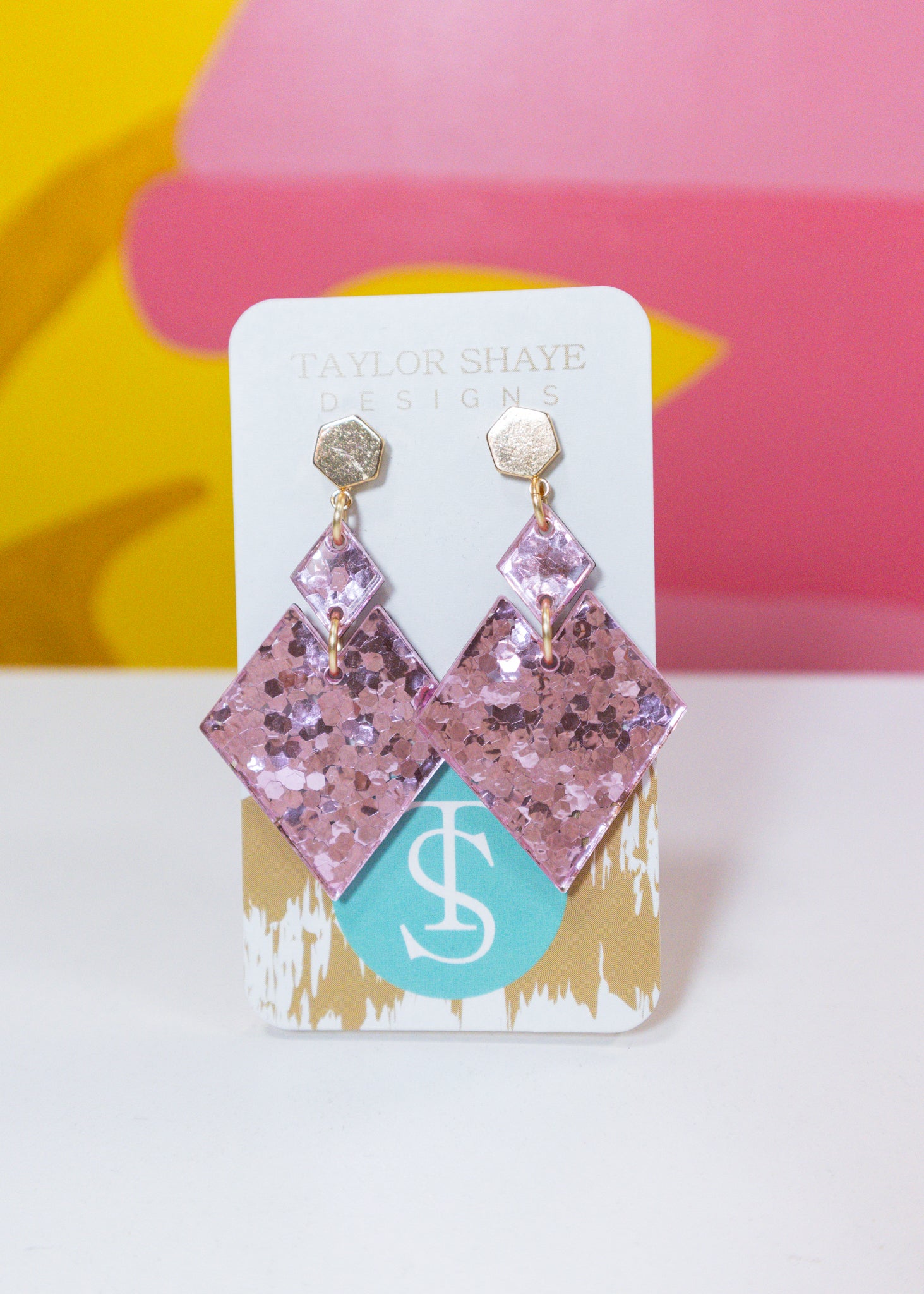 Pink Sequin Confetti Remi Drops Earrings