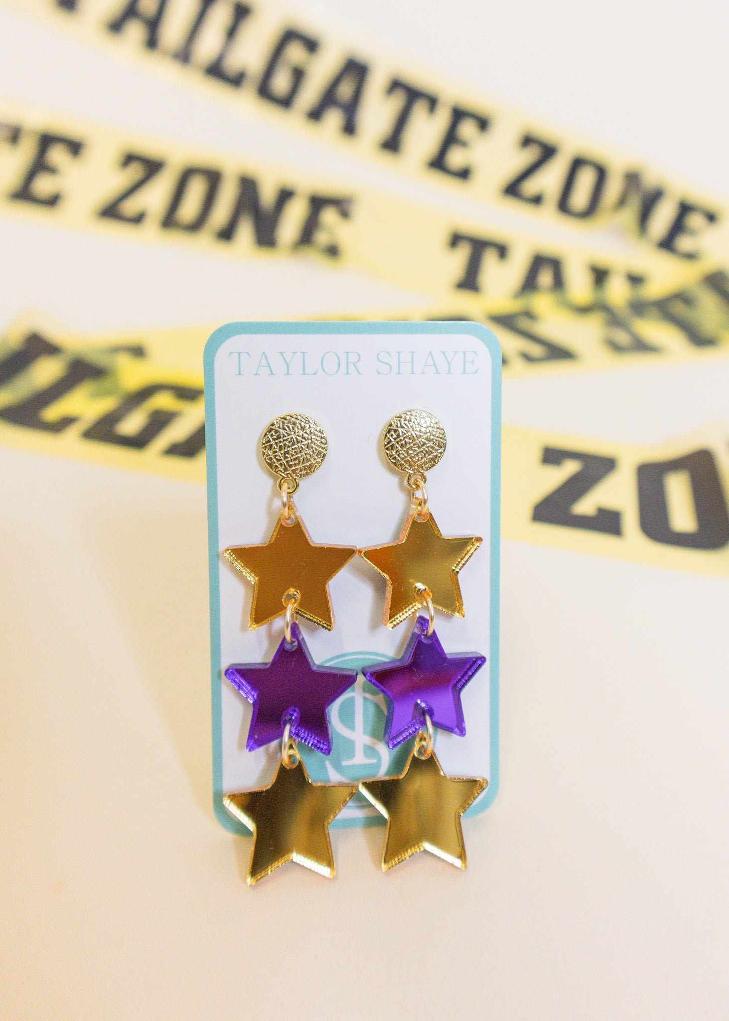 Purple & Gold Star Earrings