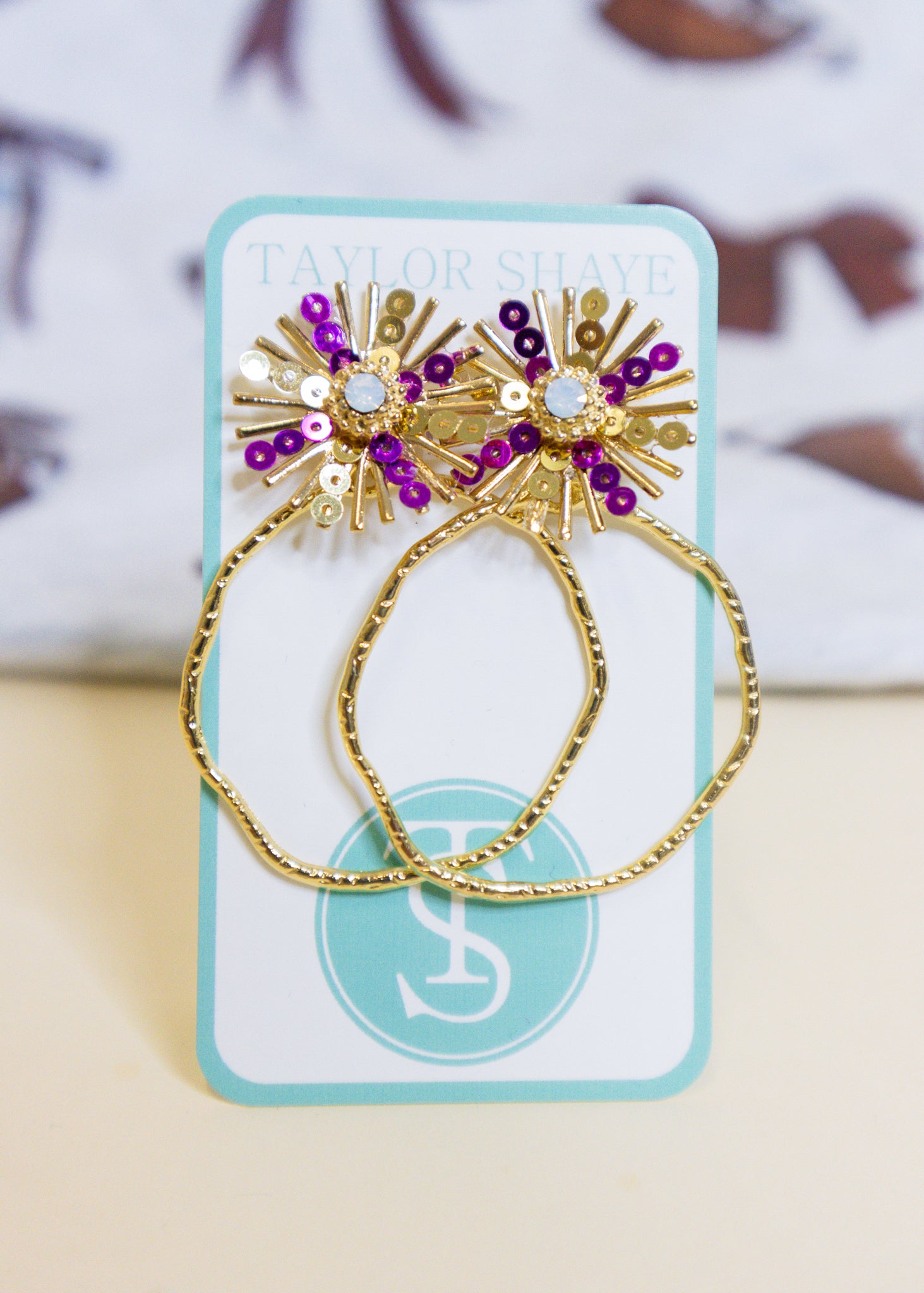 Purple & Gold Sunburst Earrings