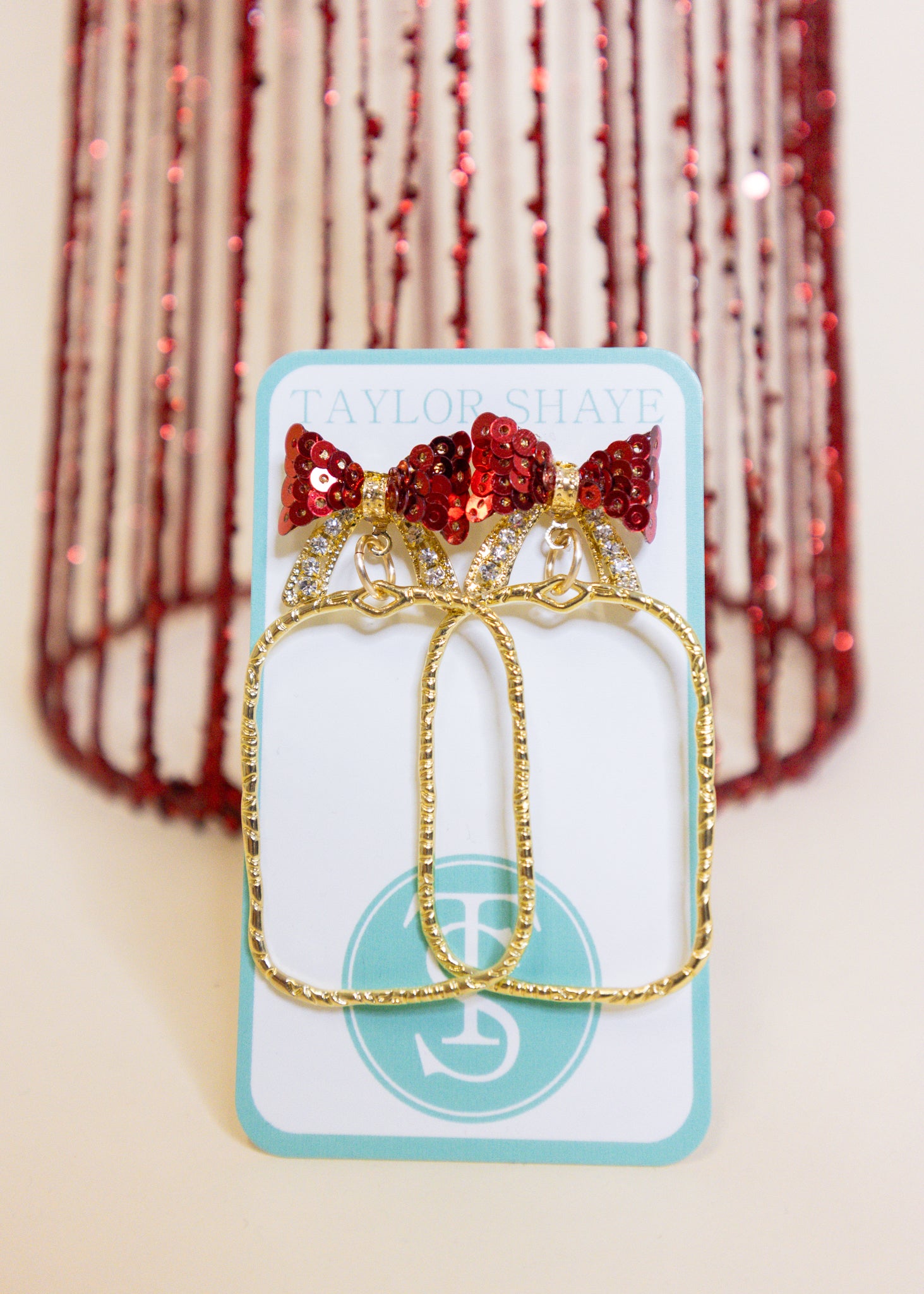 Red Sequin Bow Earrings