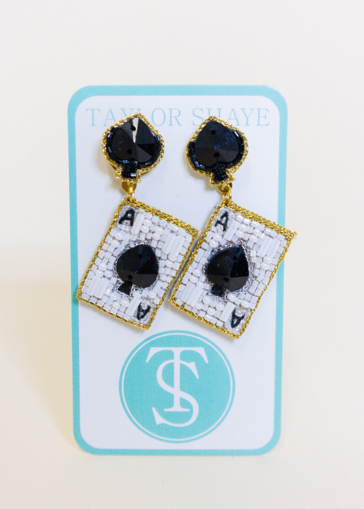 Beaded Ace Of Spades Earrings