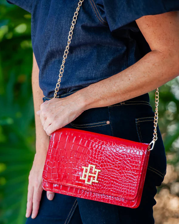 Red Patent Bryn Crossbody Clutch