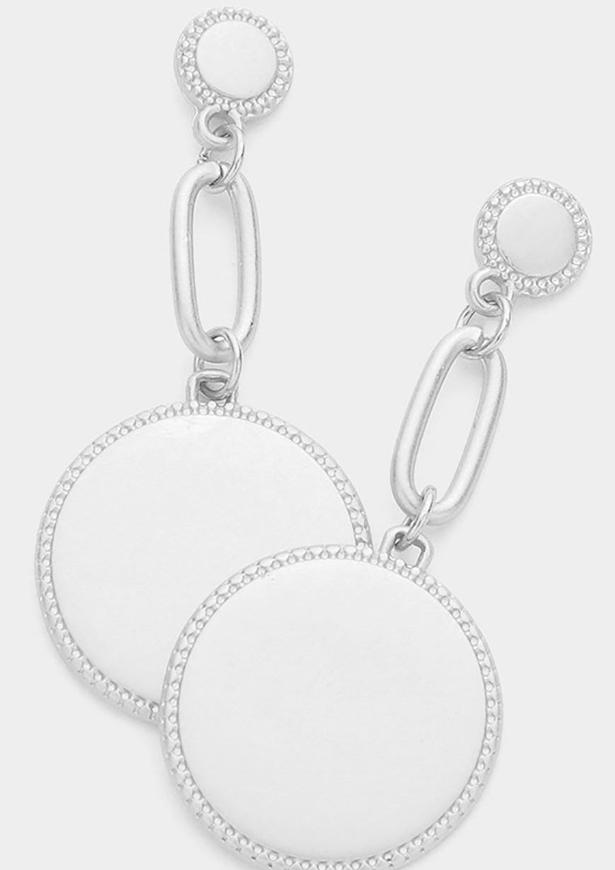 Geometric Open Metal Oval Round Link Earrings