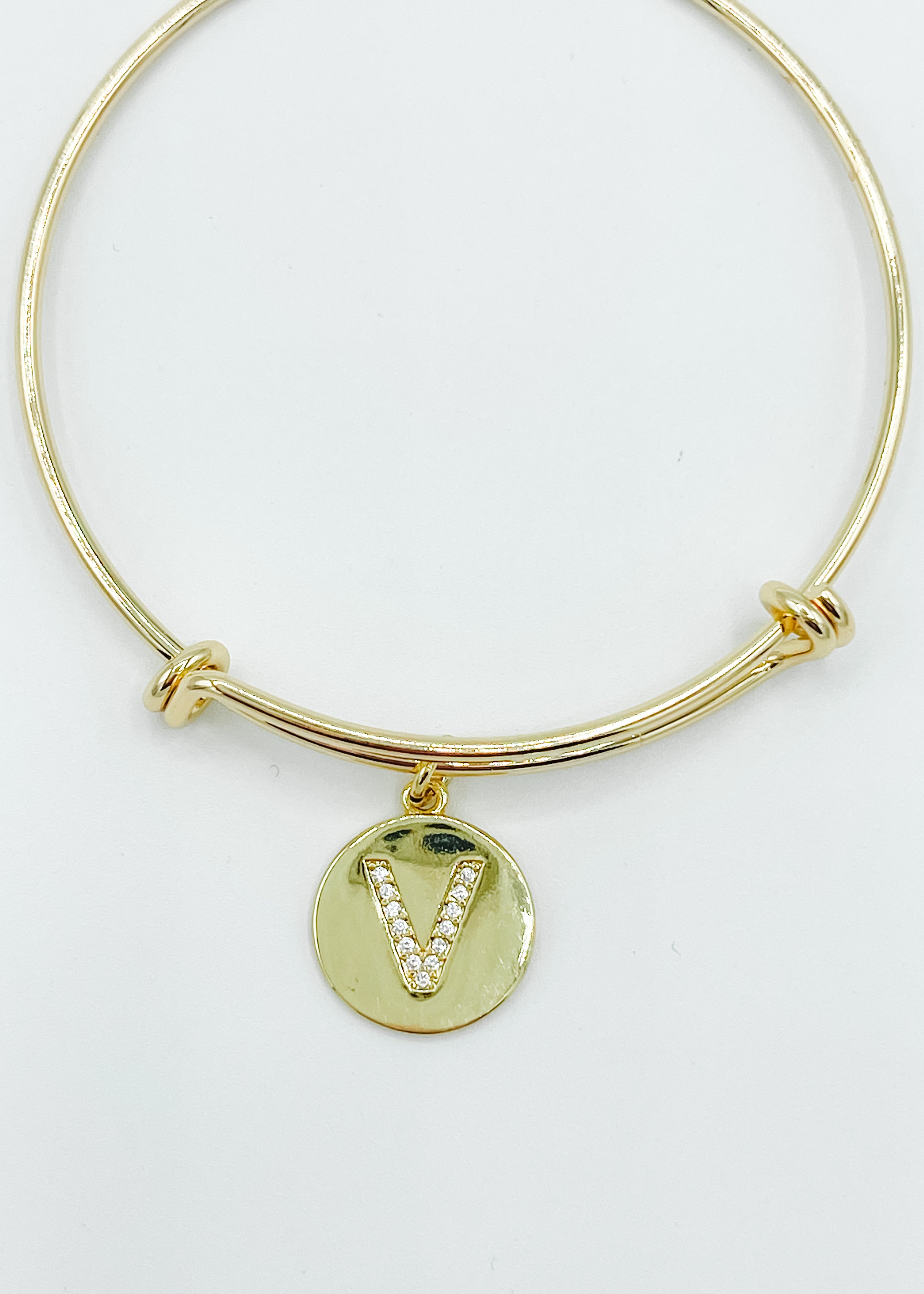 Gold Bangle with Letter
