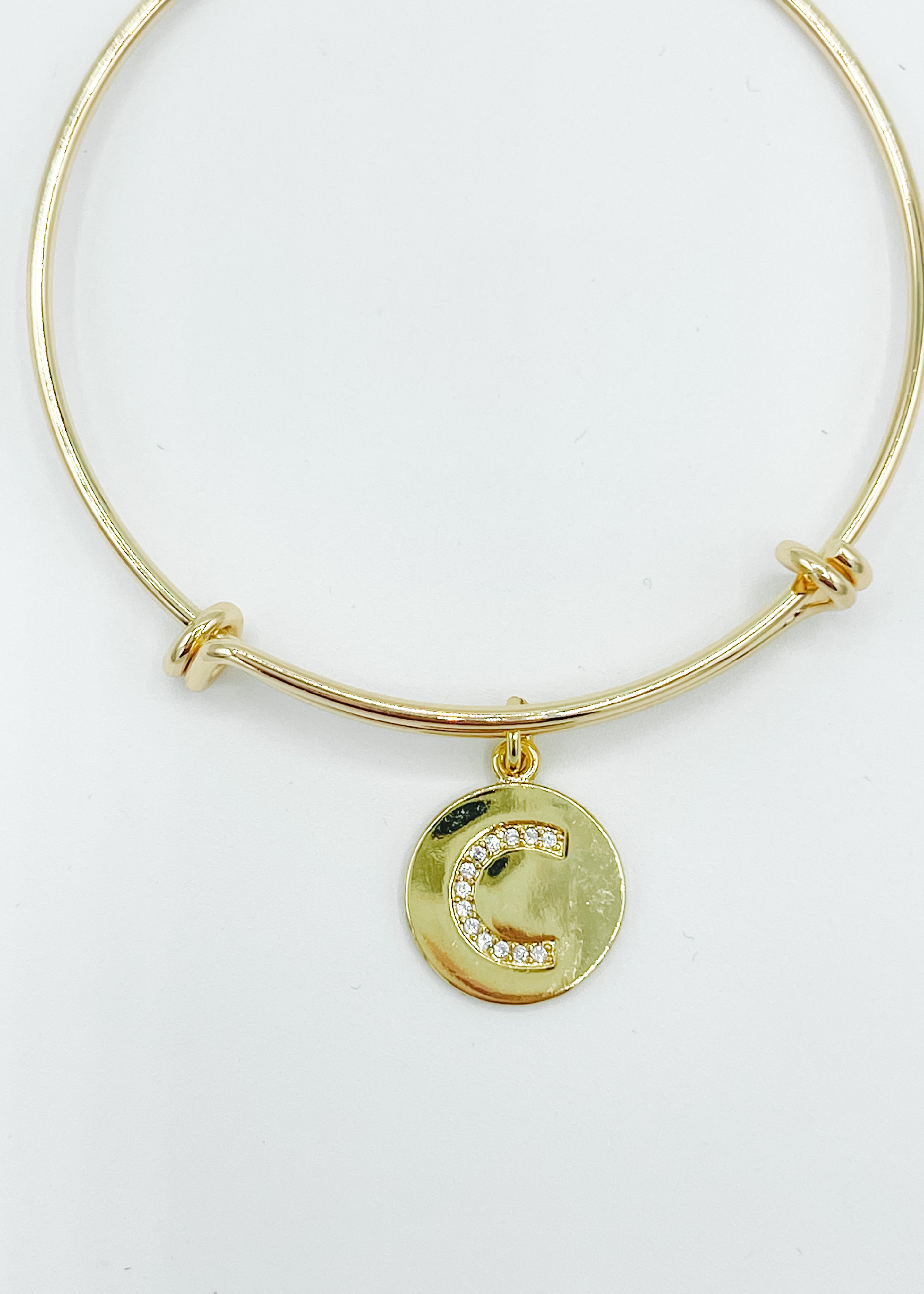 Gold Bangle with Letter